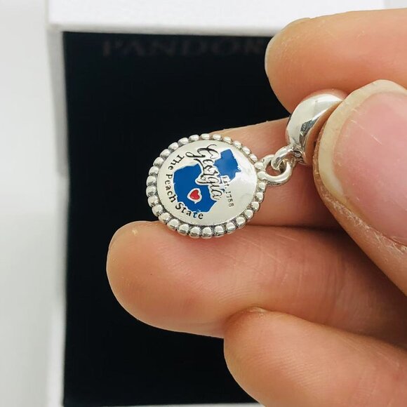 ✨🔥Pandora Georgia Map Dangle Charm S925 Silver with box - Picture 3 of 4